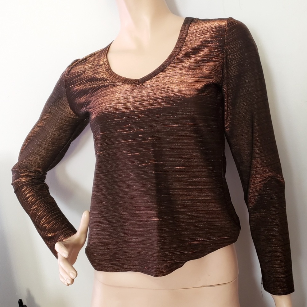 Vintage Chat Line Metallic V Cut Threaded Shirt